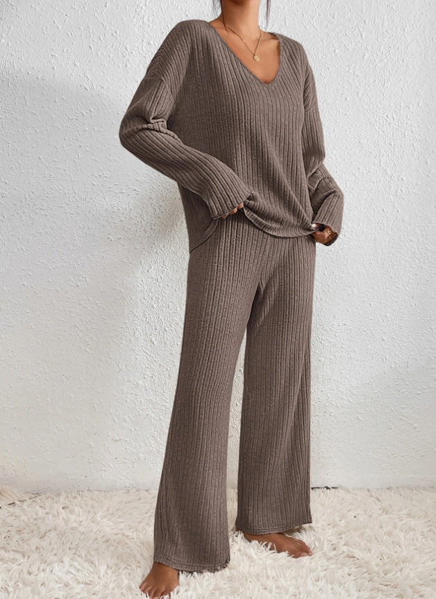KATHY Ribbed Knitted 2-Piece Loungewear Set – Stylish, Comfortable Autumn Sweater & Pants