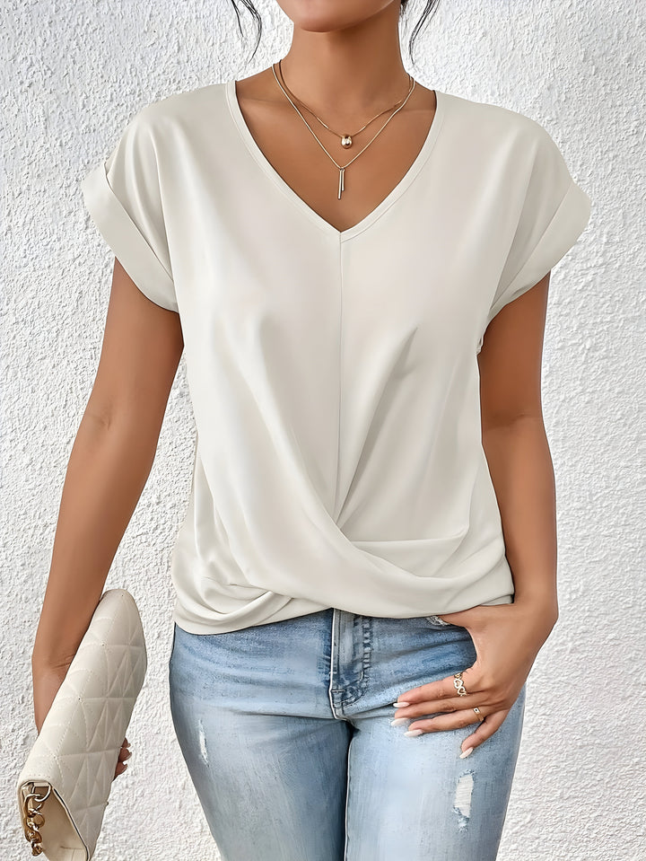 Kathrina V-Neck Twist Front Top Lightweight Comfort for Summer and Autumn