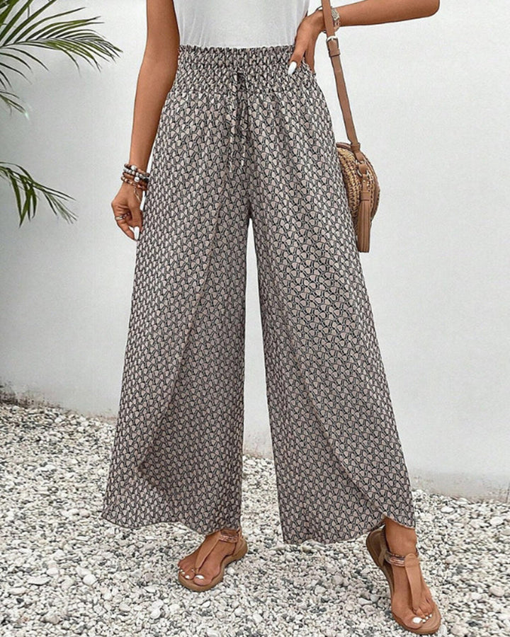 Lunara Women's Wide-Leg Geometric Print Trousers for Autumn
