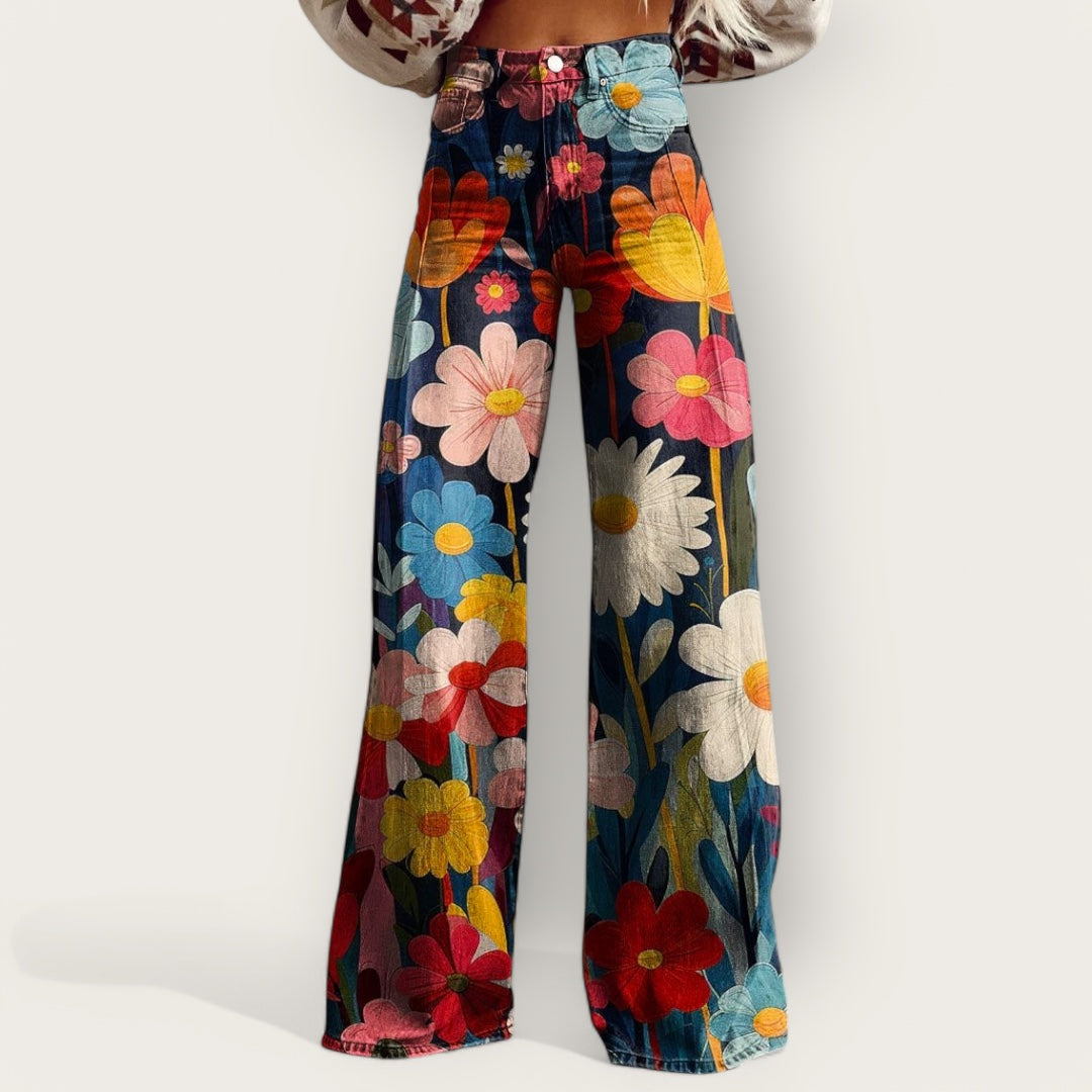Sophie Stylish Wide-Leg Colorful Pants for Women Comfortable Autumn & Summer Wear