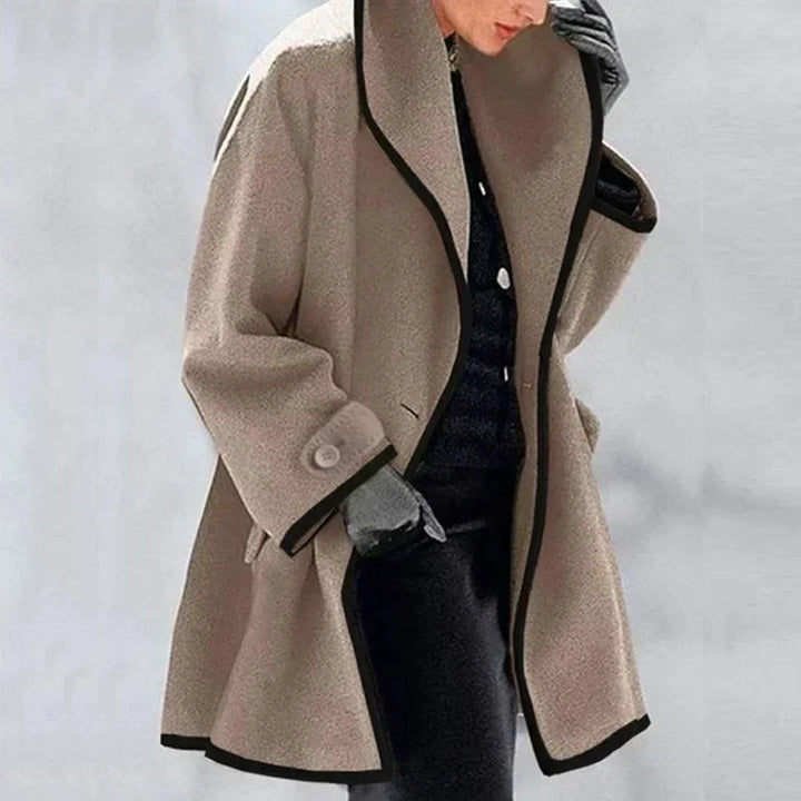 Maria Elegant and Trendy Autumn Fleece Wool Blend Jacket with Double Row Buttons