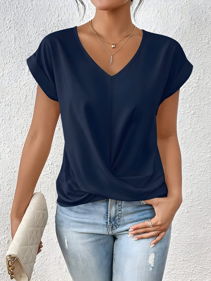 Kathrina V-Neck Twist Front Top Lightweight Comfort for Summer and Autumn