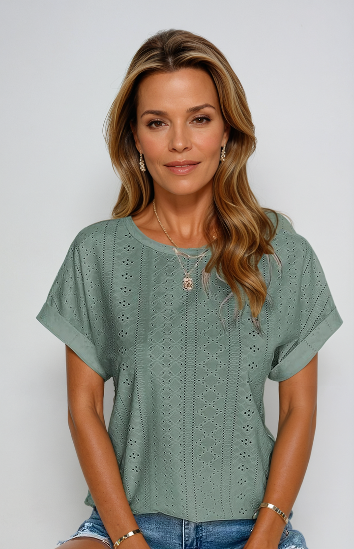 Becky Casual Eyelet Top for Summer – Lightweight Feminine Blouse