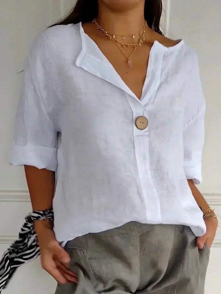 Angela Casual V-Neck Blouse Comfortable Everyday Style for Autumn