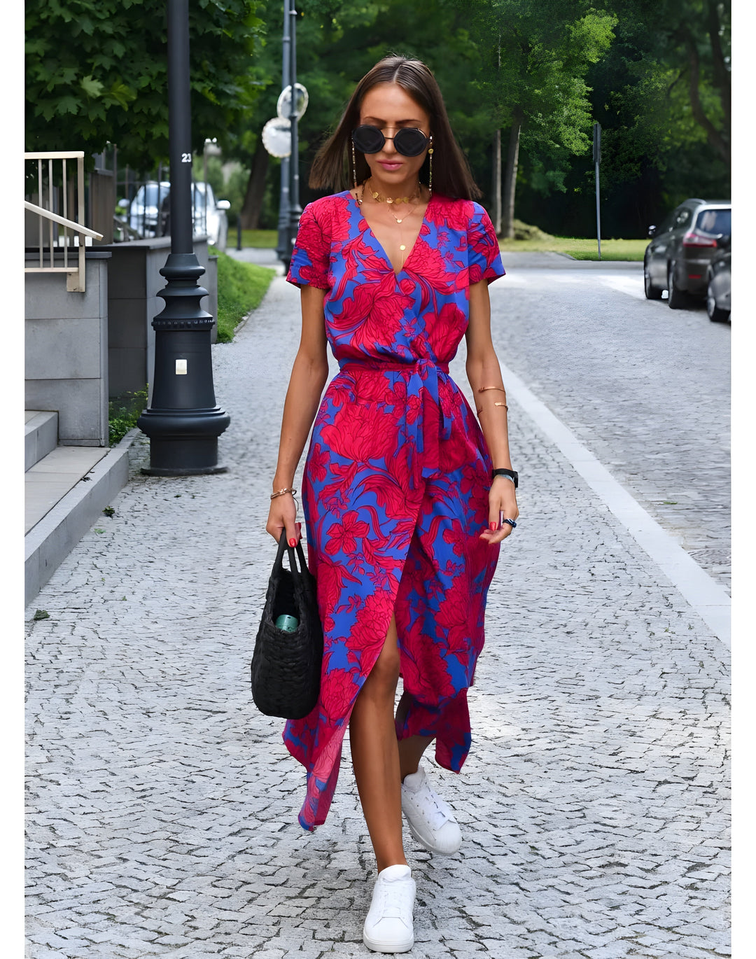 Delaney Elegant Floral Print Wrap Dress for Summer and Autumn