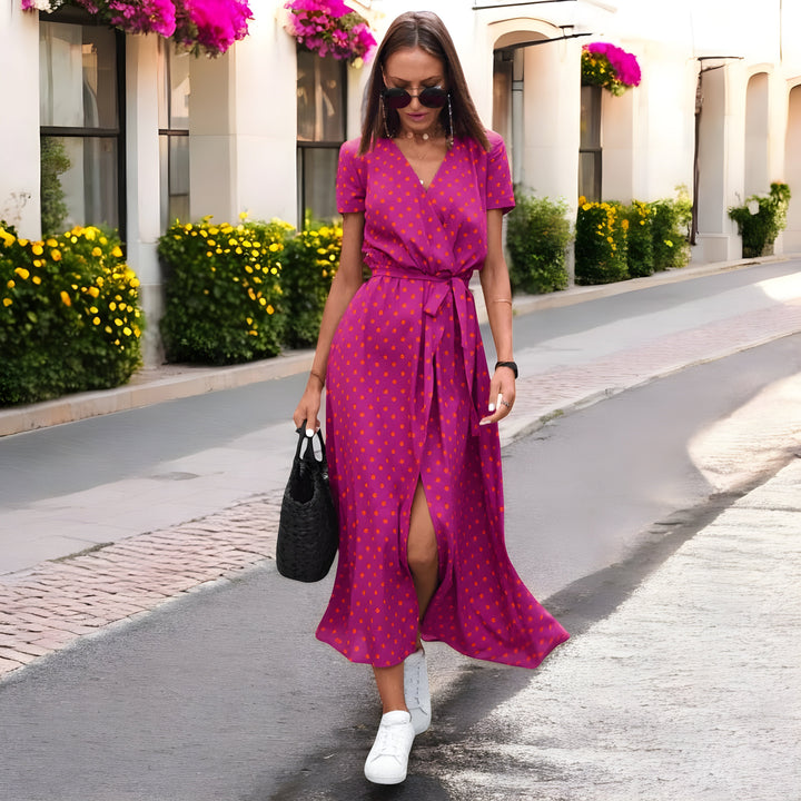 Delaney Elegant Floral Print Wrap Dress for Summer and Autumn