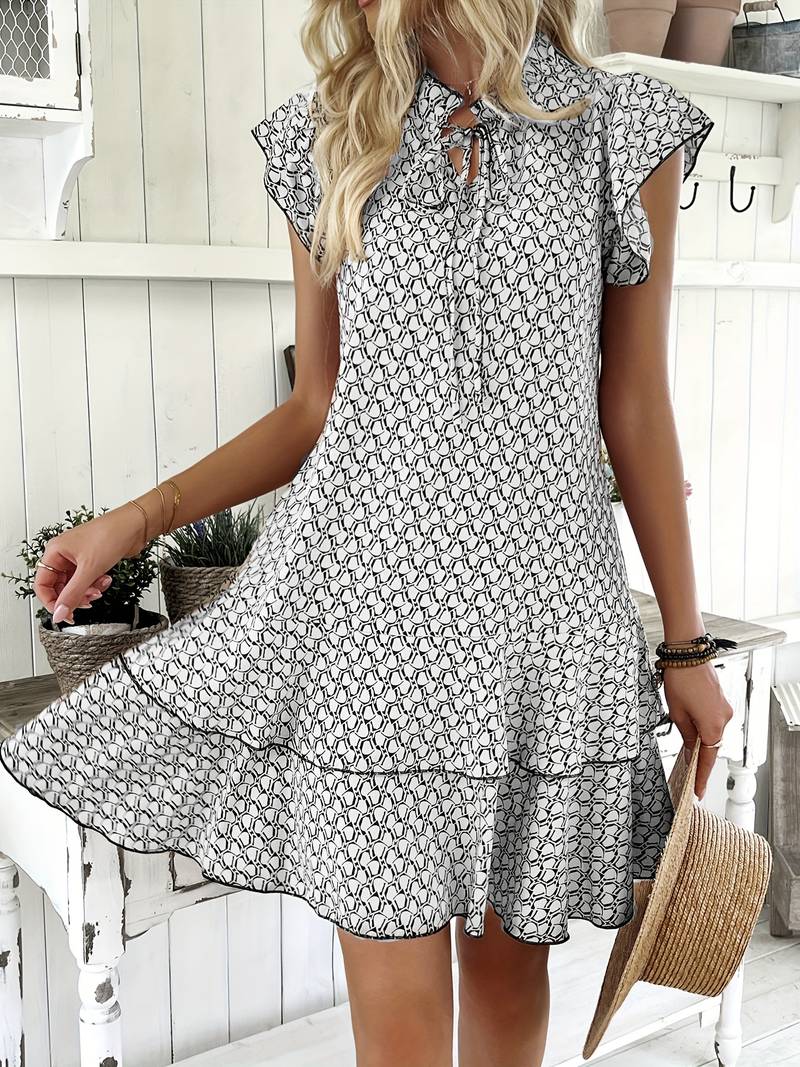 AMANI Summer Breeze Dress – Lightweight Summer Chic with Flowy Silhouette and Tie-Neck Detail