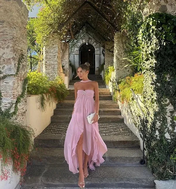Collins Ruffle Strapless Maxi Dress Elegant Evening Wear for Autumn