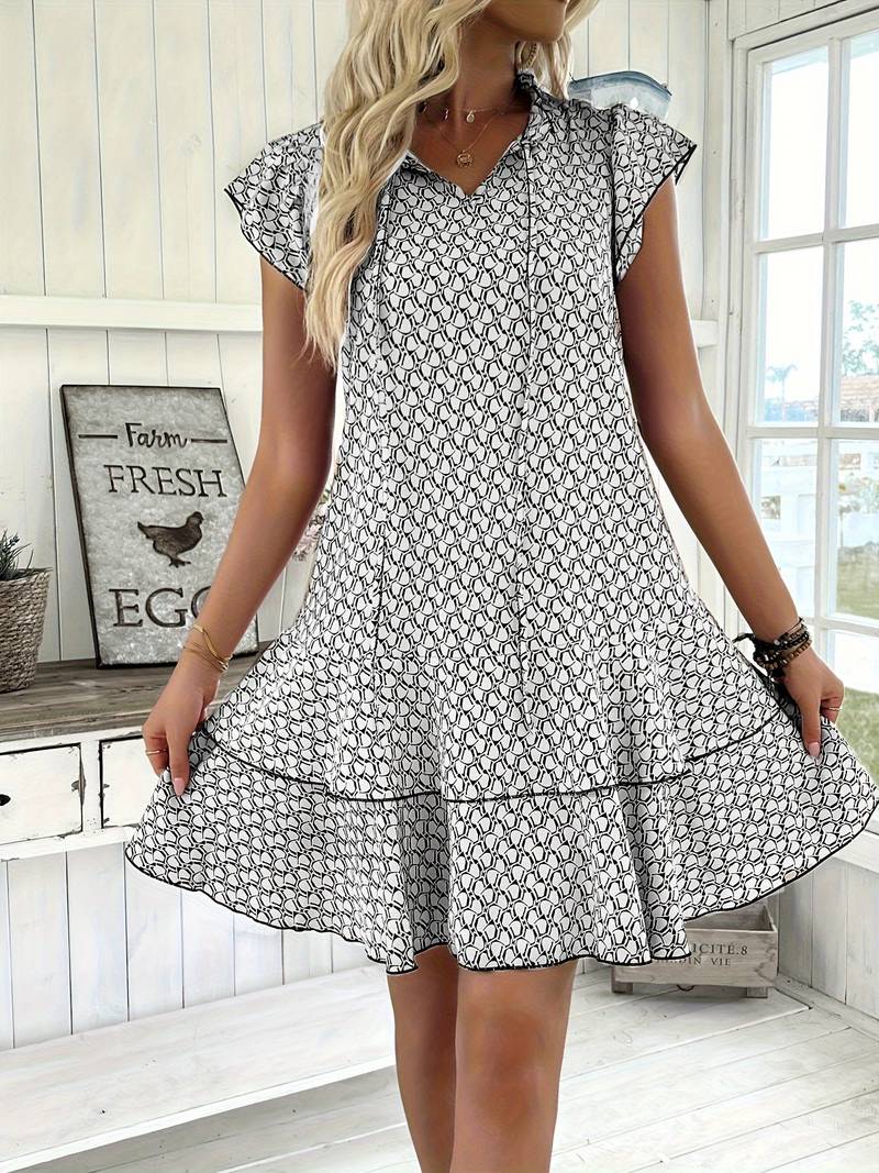 AMANI Summer Breeze Dress – Lightweight Summer Chic with Flowy Silhouette and Tie-Neck Detail