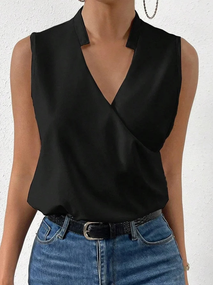 Emma Stylish Casual V-Neck Top for Summer and Autumn with Comfortable Breathable Fit