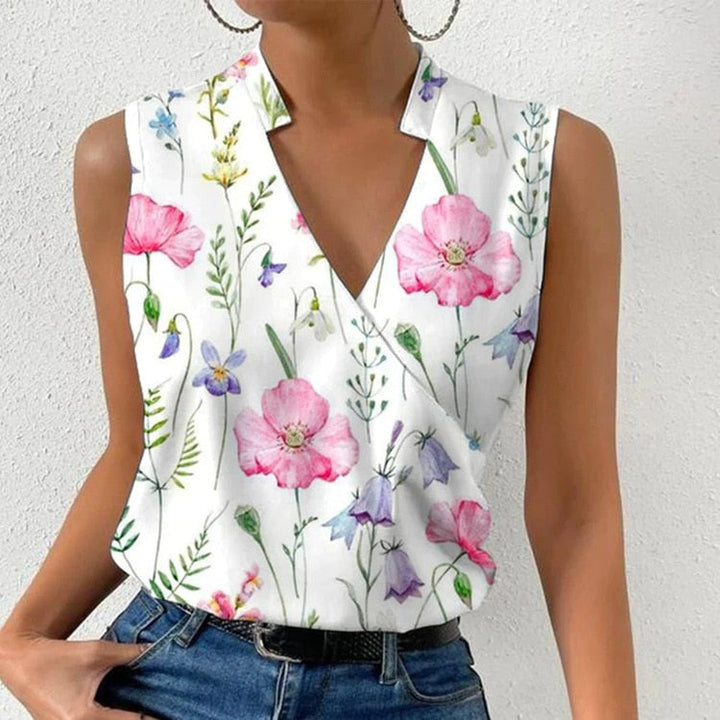 Emma Stylish Casual V-Neck Top for Summer and Autumn with Comfortable Breathable Fit