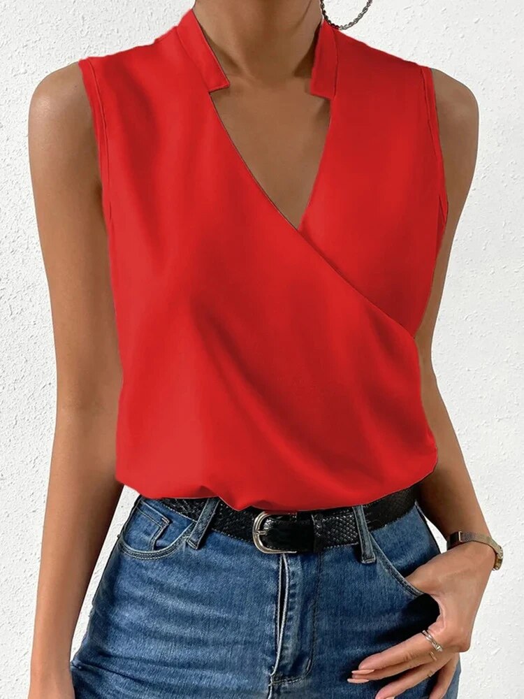 Emma Stylish Casual V-Neck Top for Summer and Autumn with Comfortable Breathable Fit