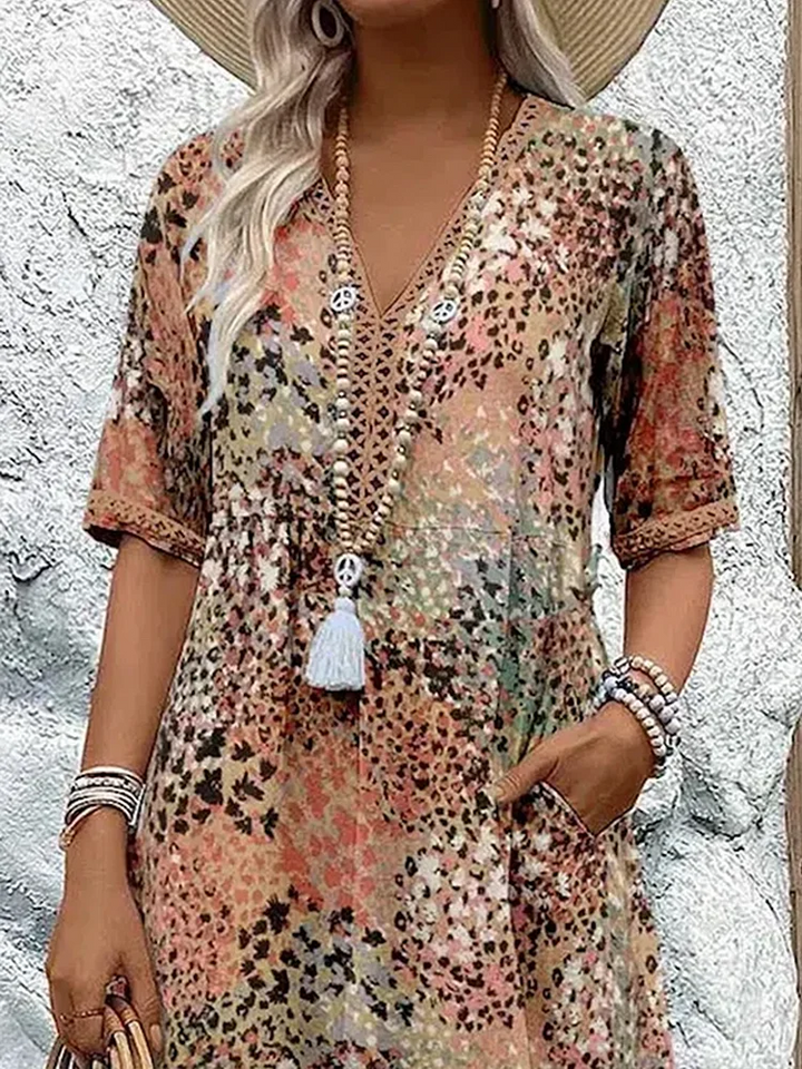 Harper Elegant Floral Midi Dress for Autumn and Summer