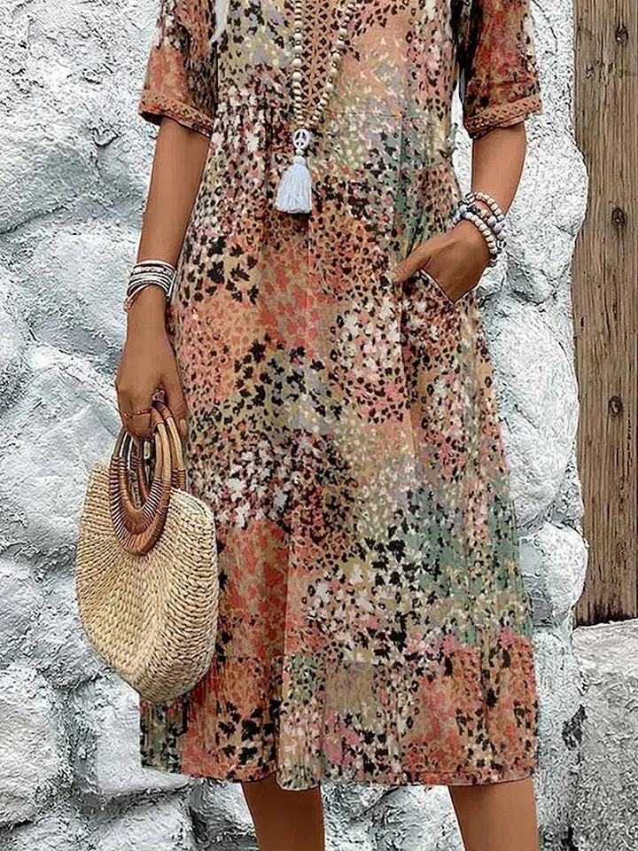 Harper Elegant Floral Midi Dress for Autumn and Summer