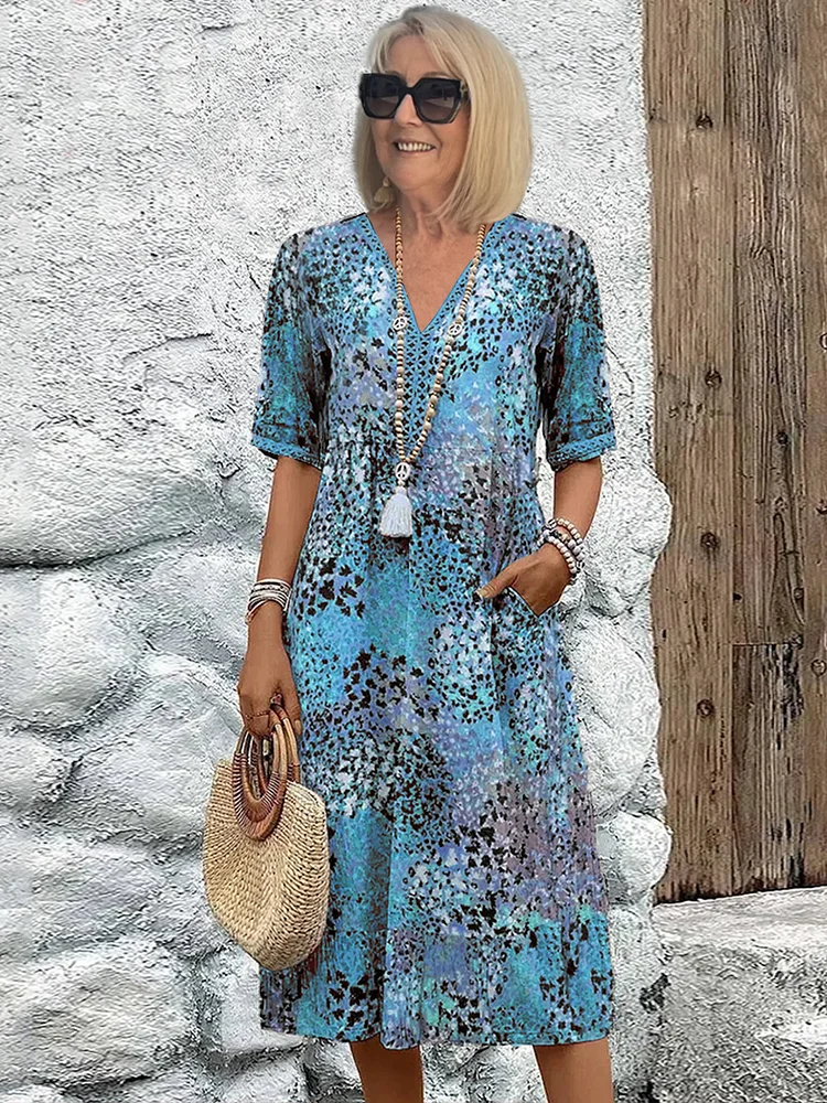 Harper Elegant Floral Midi Dress for Autumn and Summer