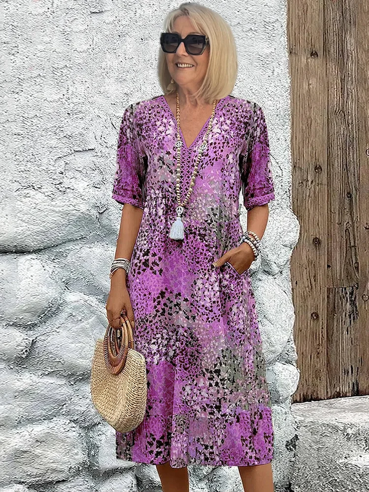 Harper Elegant Floral Midi Dress for Autumn and Summer