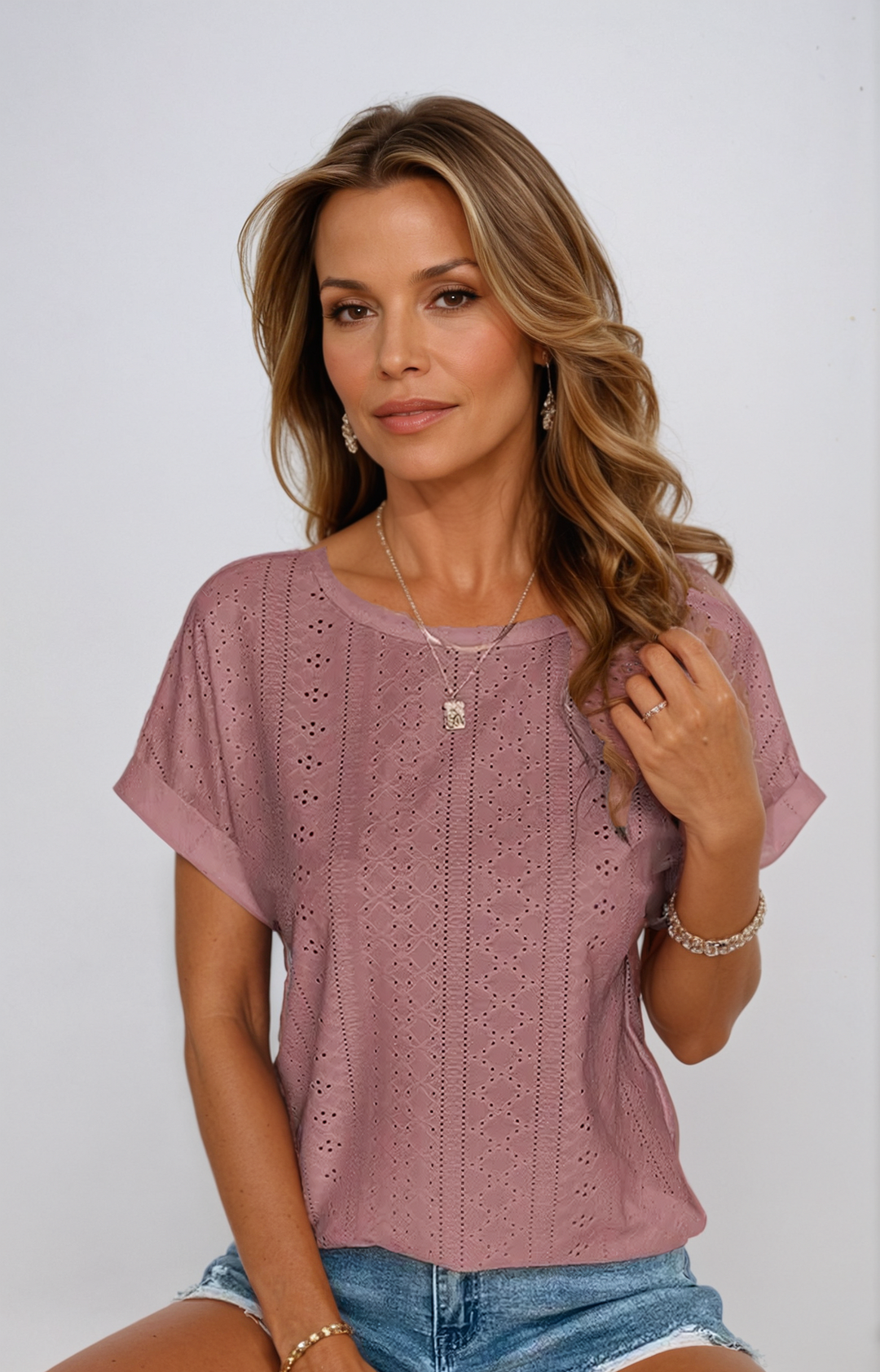 Becky Casual Eyelet Top for Summer – Lightweight Feminine Blouse