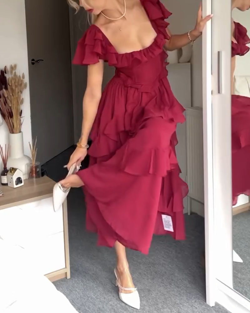 Elisa Ruffle Dress Summer and Autumn Fashion Light Elegant Dress