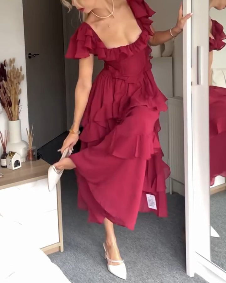Elisa Ruffle Dress Summer and Autumn Fashion Light Elegant Dress