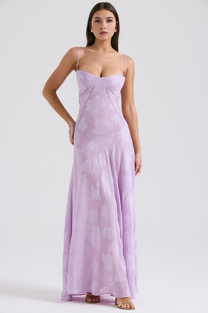 Brandy Elegant Flowy Maxi Dress Soft Breathable Design for Summer and Autumn
