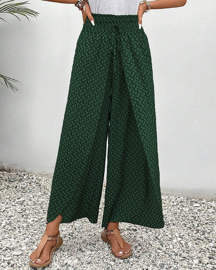 Lunara Women's Wide-Leg Geometric Print Trousers for Autumn