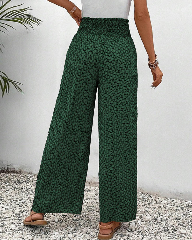 Lunara Women's Wide-Leg Geometric Print Trousers for Autumn