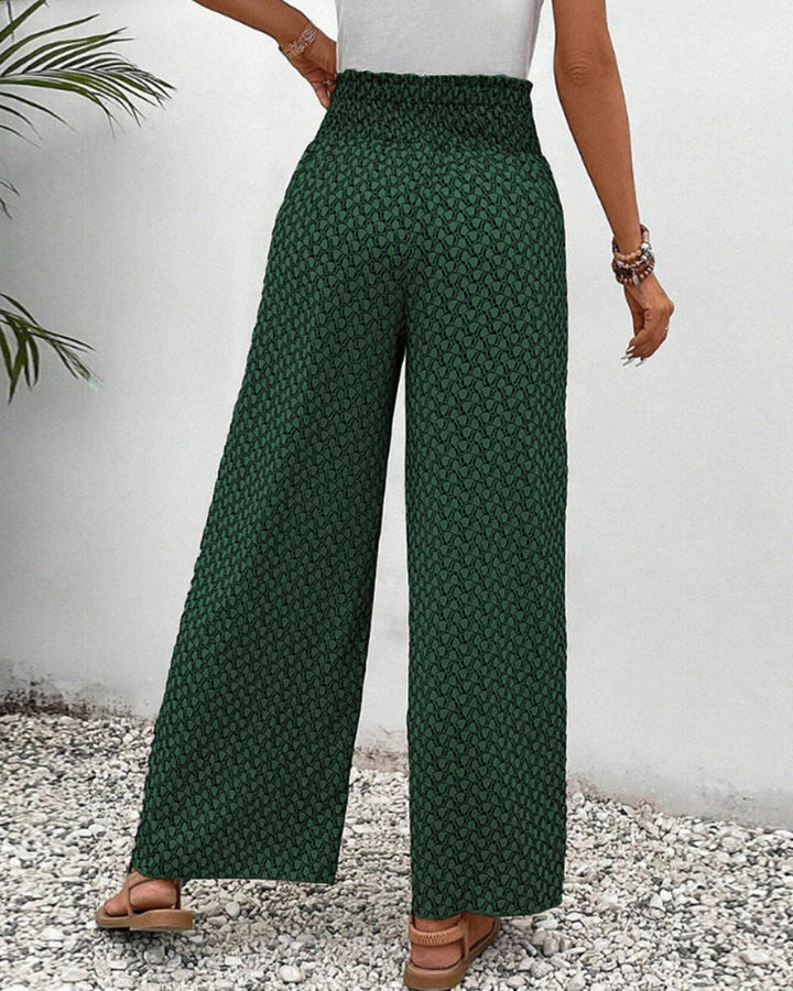 Lunara Women's Wide-Leg Geometric Print Trousers for Autumn