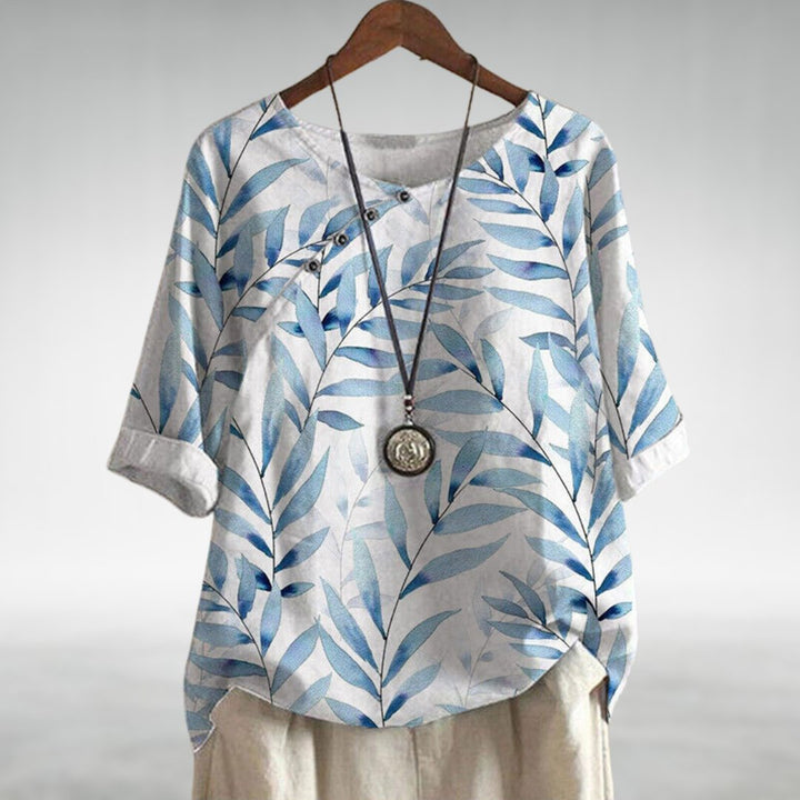 Toni Chic Lightweight Blouse with Playful Asymmetric Button Detail for Summer