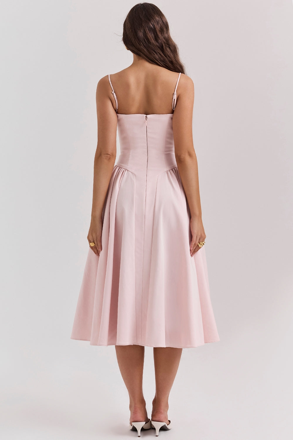 Celine Corset Midi Dress with Breathable Twill Fabric for Summer