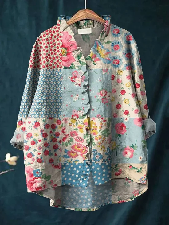 Jenny Floral Button-Down Shirt Stylish Design for Autumn