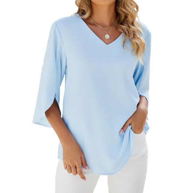 Belinda Lightweight V-Neck Blouse Women's Summer Top