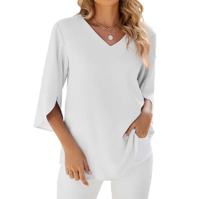 Belinda Lightweight V-Neck Blouse Women's Summer Top