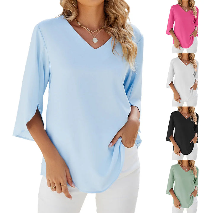Belinda Lightweight V-Neck Blouse Women's Summer Top