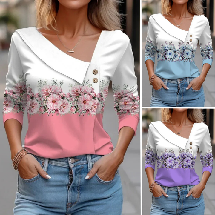 Mira Long Sleeve Patterned Blouse for Autumn with Quality Craftsmanship