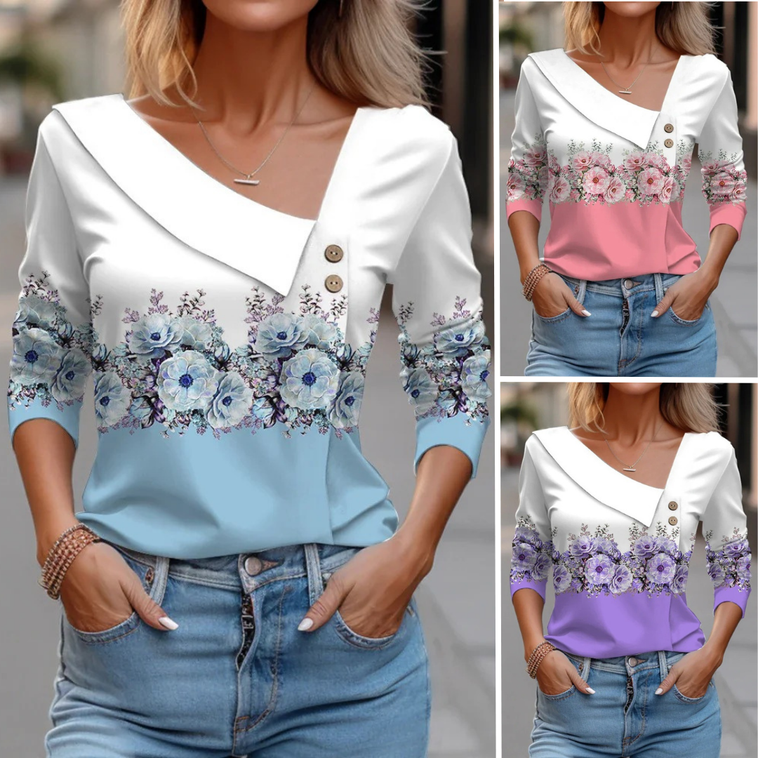 Mira Long Sleeve Patterned Blouse for Autumn with Quality Craftsmanship
