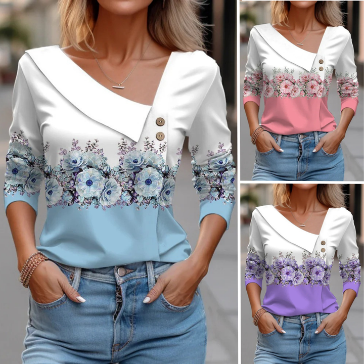Mira Long Sleeve Patterned Blouse for Autumn with Quality Craftsmanship