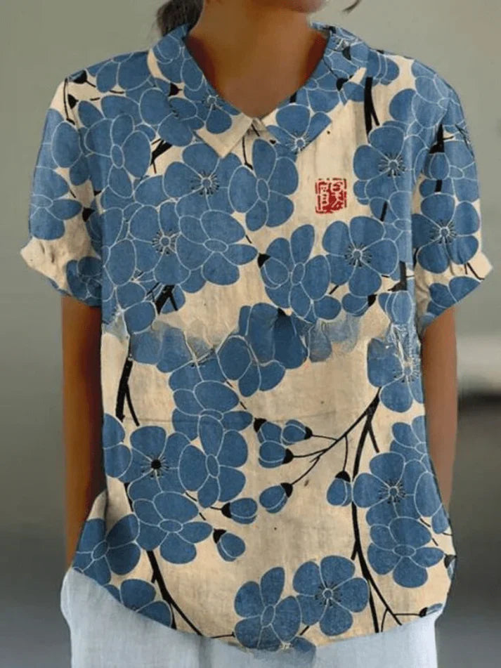 Inga Stylish Casual Floral Blouse for Summer and Autumn