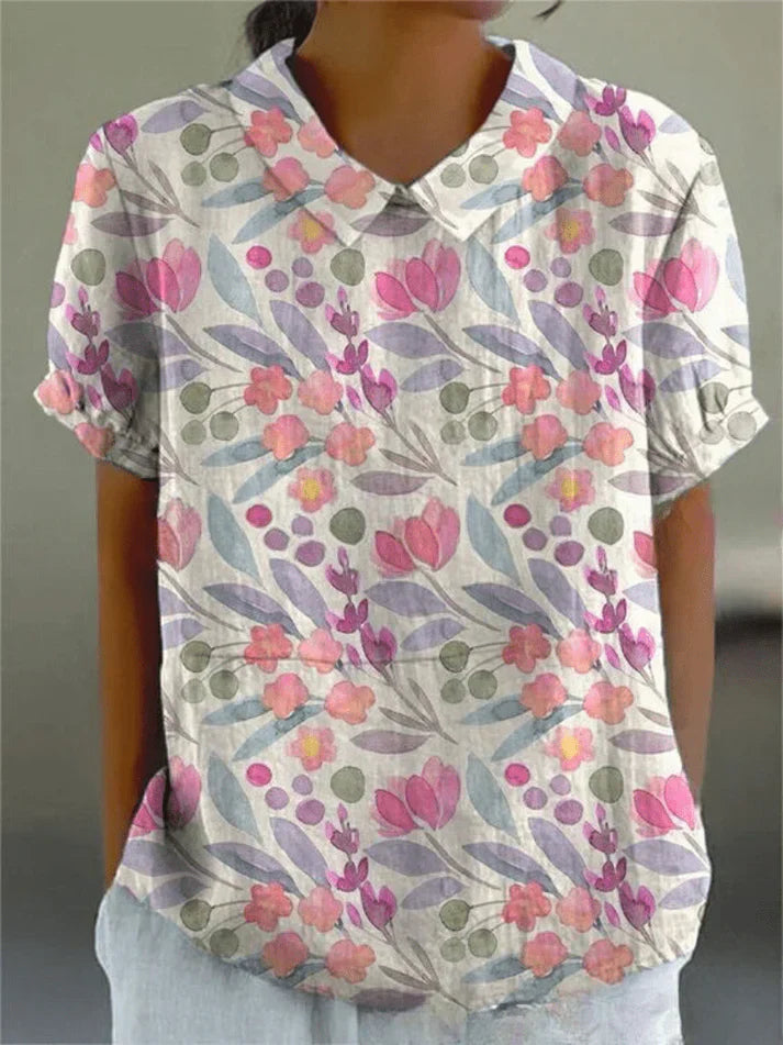 Inga Stylish Casual Floral Blouse for Summer and Autumn