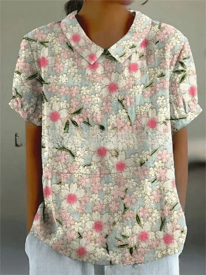 Inga Stylish Casual Floral Blouse for Summer and Autumn