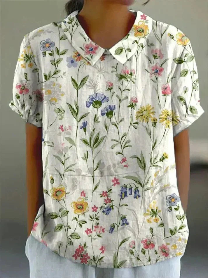 Inga Stylish Casual Floral Blouse for Summer and Autumn