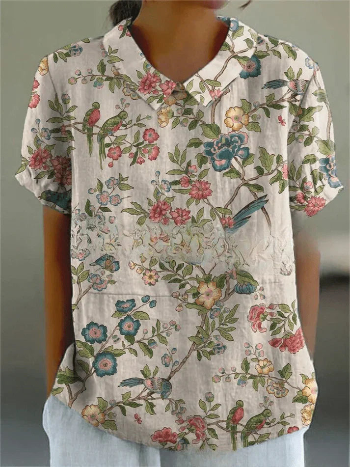 Inga Stylish Casual Floral Blouse for Summer and Autumn