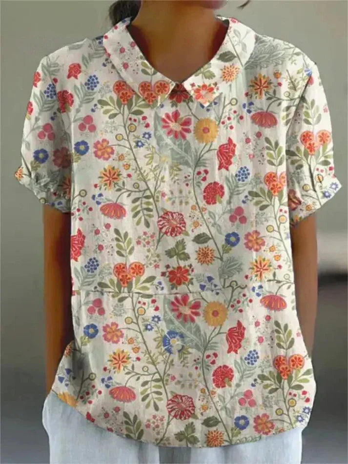 Inga Stylish Casual Floral Blouse for Summer and Autumn