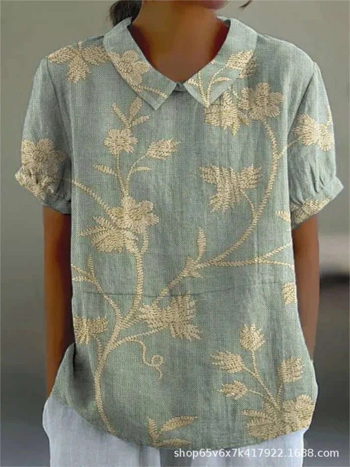 Inga Stylish Casual Floral Blouse for Summer and Autumn