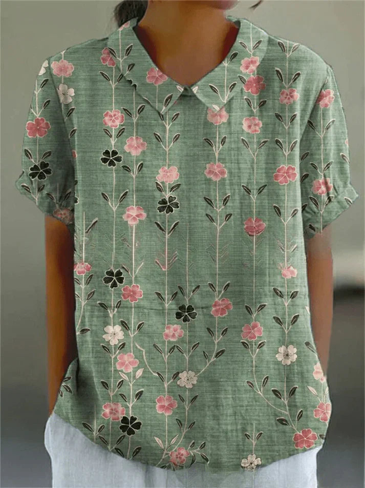 Inga Stylish Casual Floral Blouse for Summer and Autumn