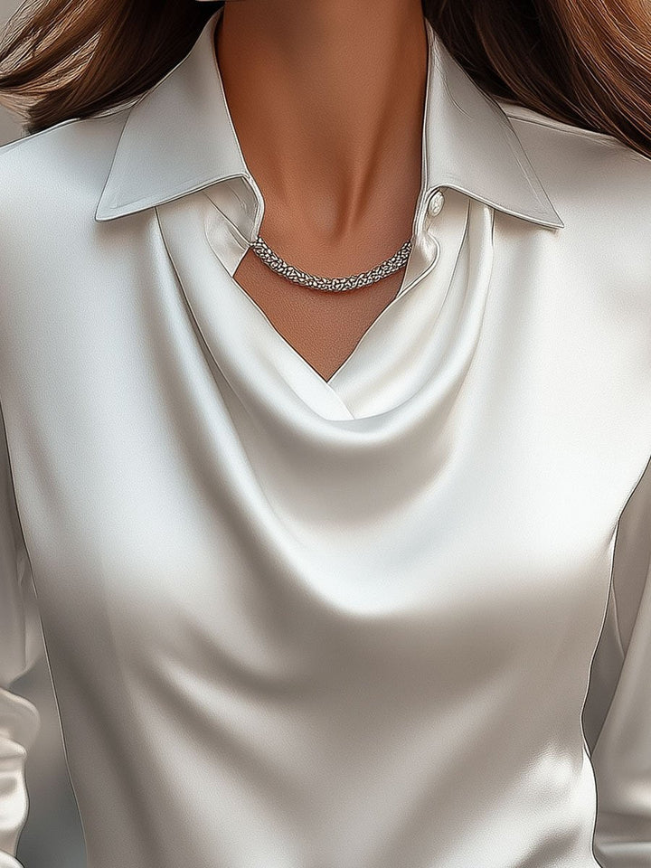 Jenny Satin Draped Blouse Elegant Autumn Top
