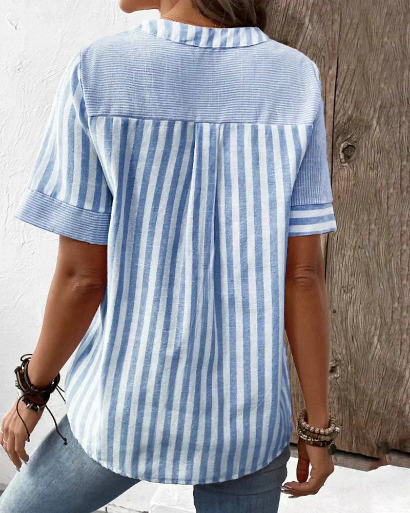 Monroe Lightweight Soft Striped Blouse Comfortable Fit for Summer and Autumn