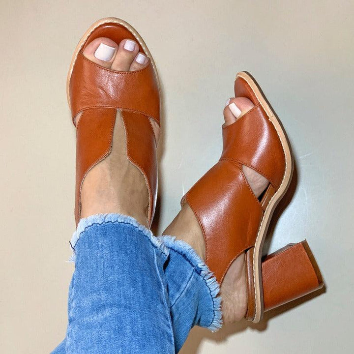 Nicole Stylish Summer and Autumn Mid-Heel Sandals