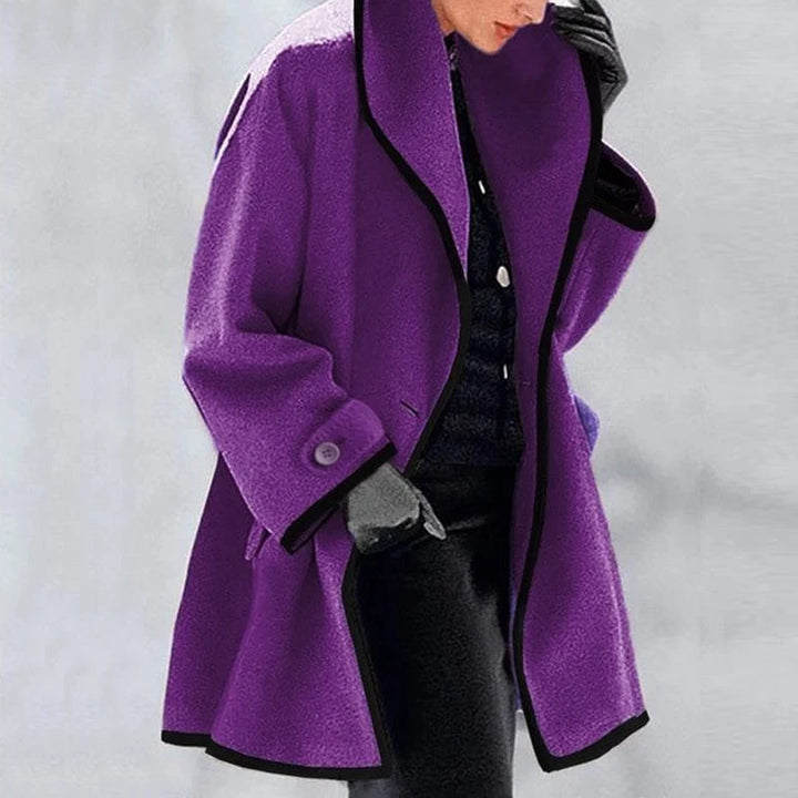 Maria Elegant and Trendy Autumn Fleece Wool Blend Jacket with Double Row Buttons