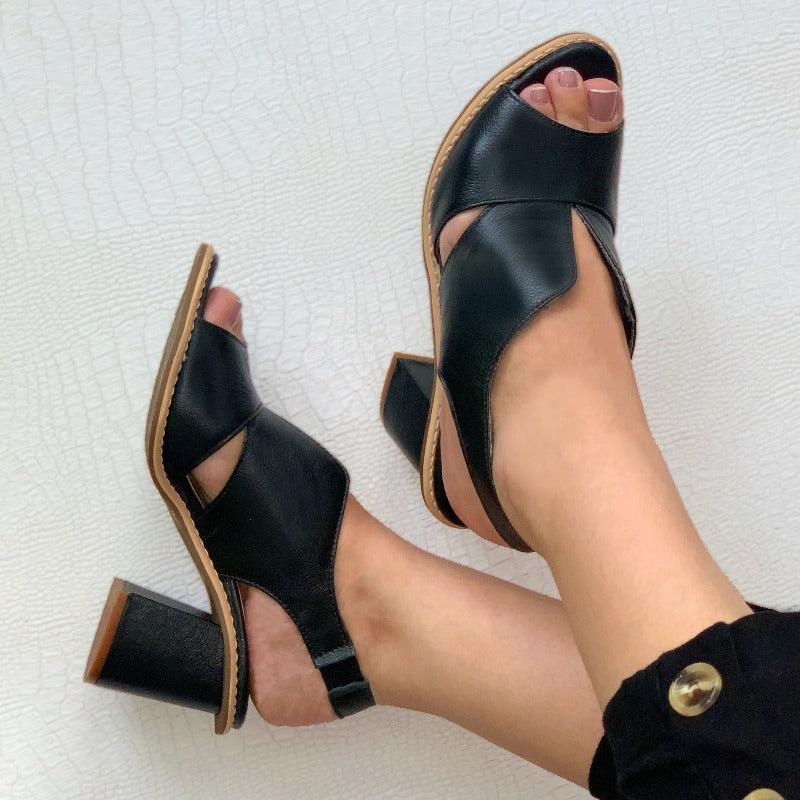 Nicole Stylish Summer and Autumn Mid-Heel Sandals