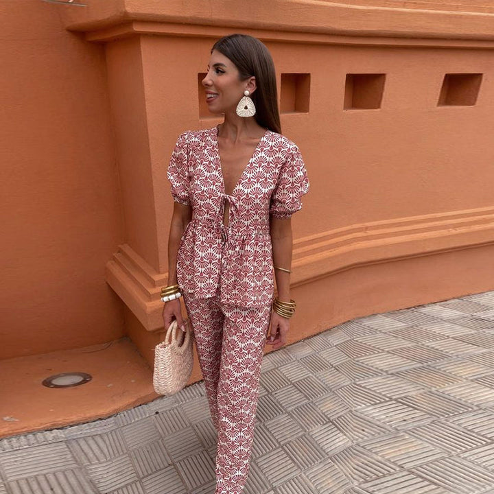 Anna Flowy Printed Lounge Set Comfortable Lightweight Loungewear for Summer